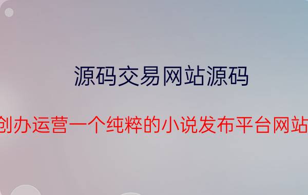 源码交易网站源码 创办运营一个纯粹的小说发布平台网站，收益只从付费阅读抽水，需要多少成本？